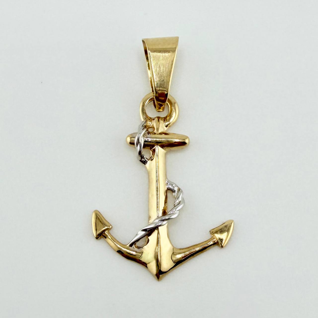 Dije Ancla 1.45gr / 3.1cm / Dos Oros Amarillo Blanco 18K