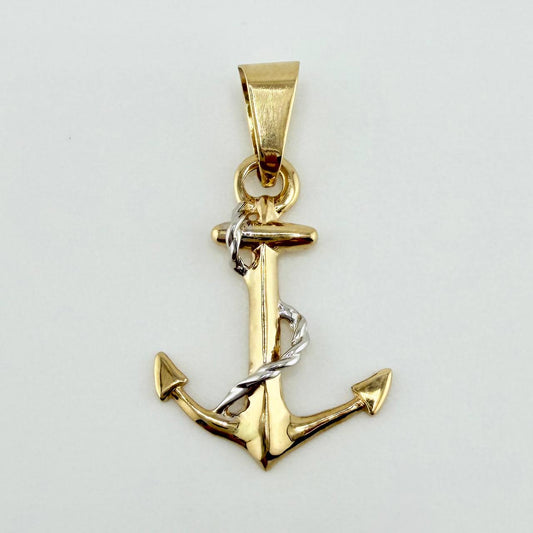 Dije Ancla 1.45gr / 3.1cm / Dos Oros Amarillo Blanco 18K