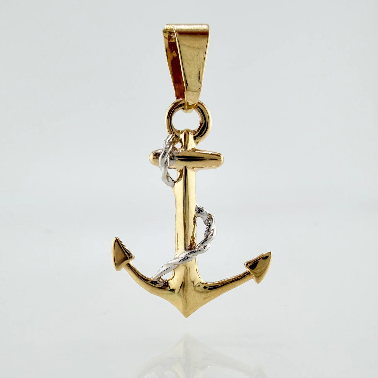 Dije Ancla 1.45gr / 3.1cm / Dos Oros Amarillo Blanco 18K