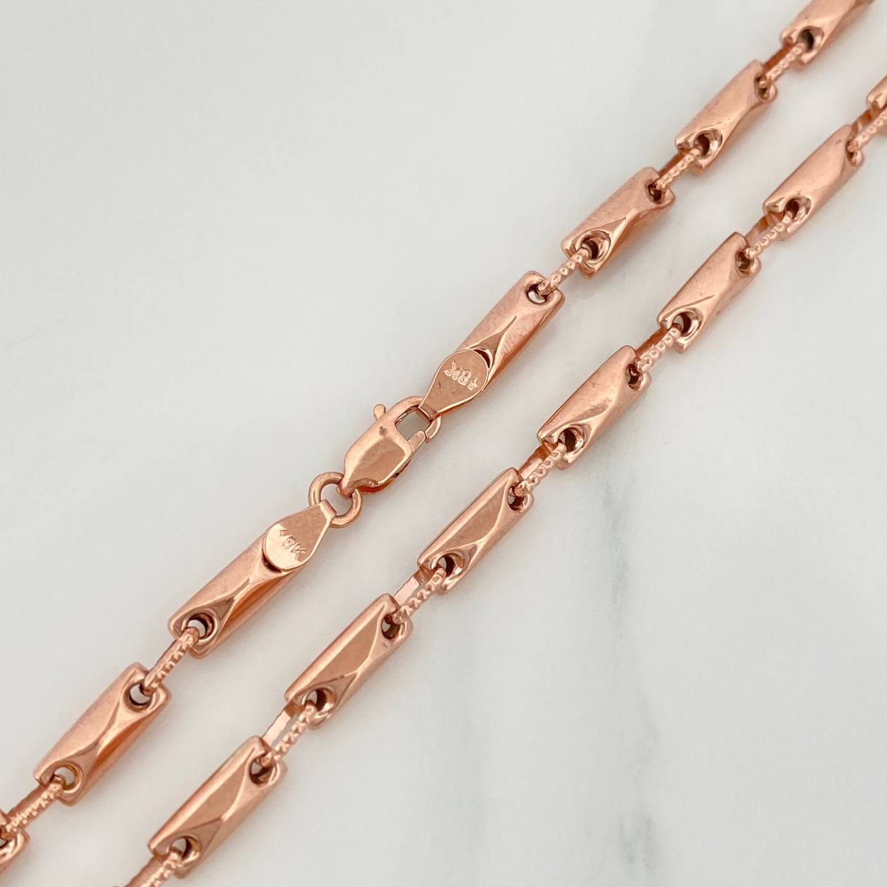 Cadena Rustica Rombos 15.25gr / 71.7cm / 3.5mm Oro Rosa 18K &