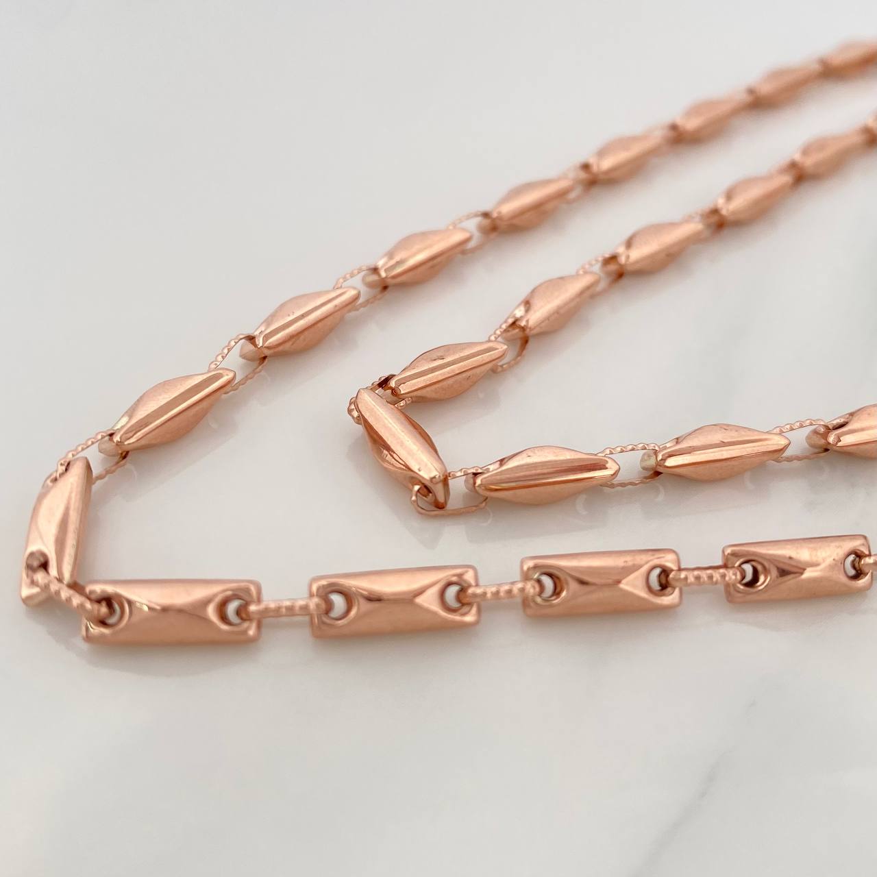 Cadena Rustica Rombos 15.25gr / 71.7cm / 3.5mm Oro Rosa 18K &