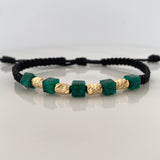 Pulsera Negra Morralla Cubica 6mm Cilindros 4 und Oro Amarillo 18K %