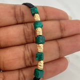 Pulsera Negra Morralla Cubica 6mm Cilindros 4 und Oro Amarillo 18K %
