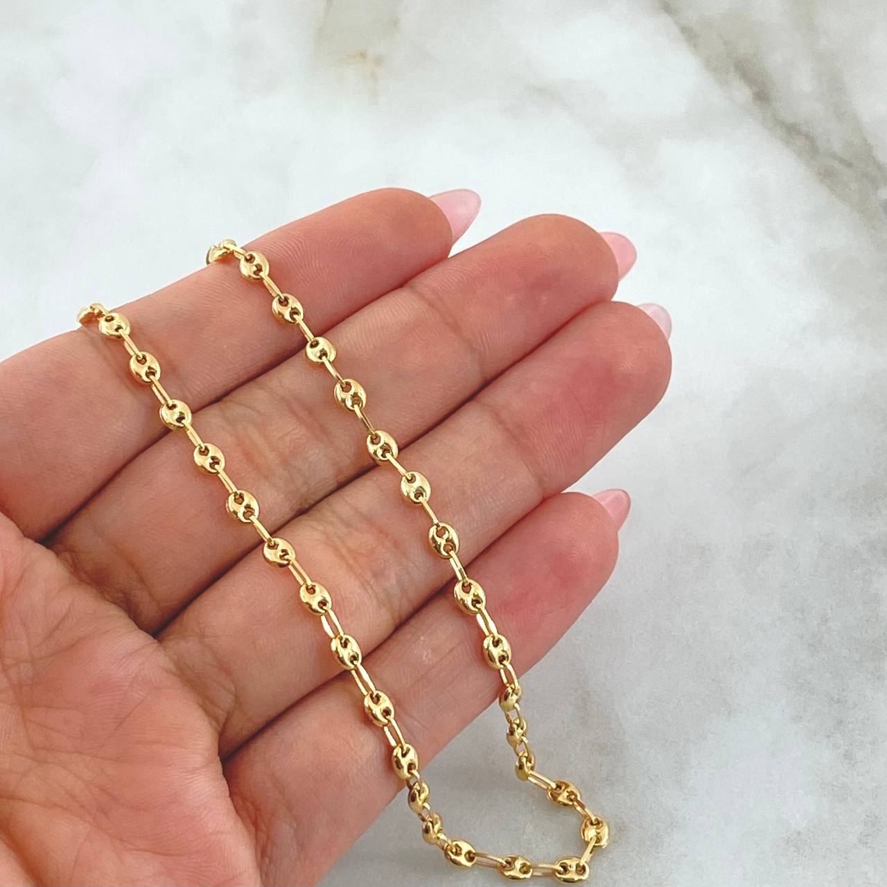 Tobillera GC 3.15gr / 25cm / 3.2mm Liso Oro Amarillo 18K