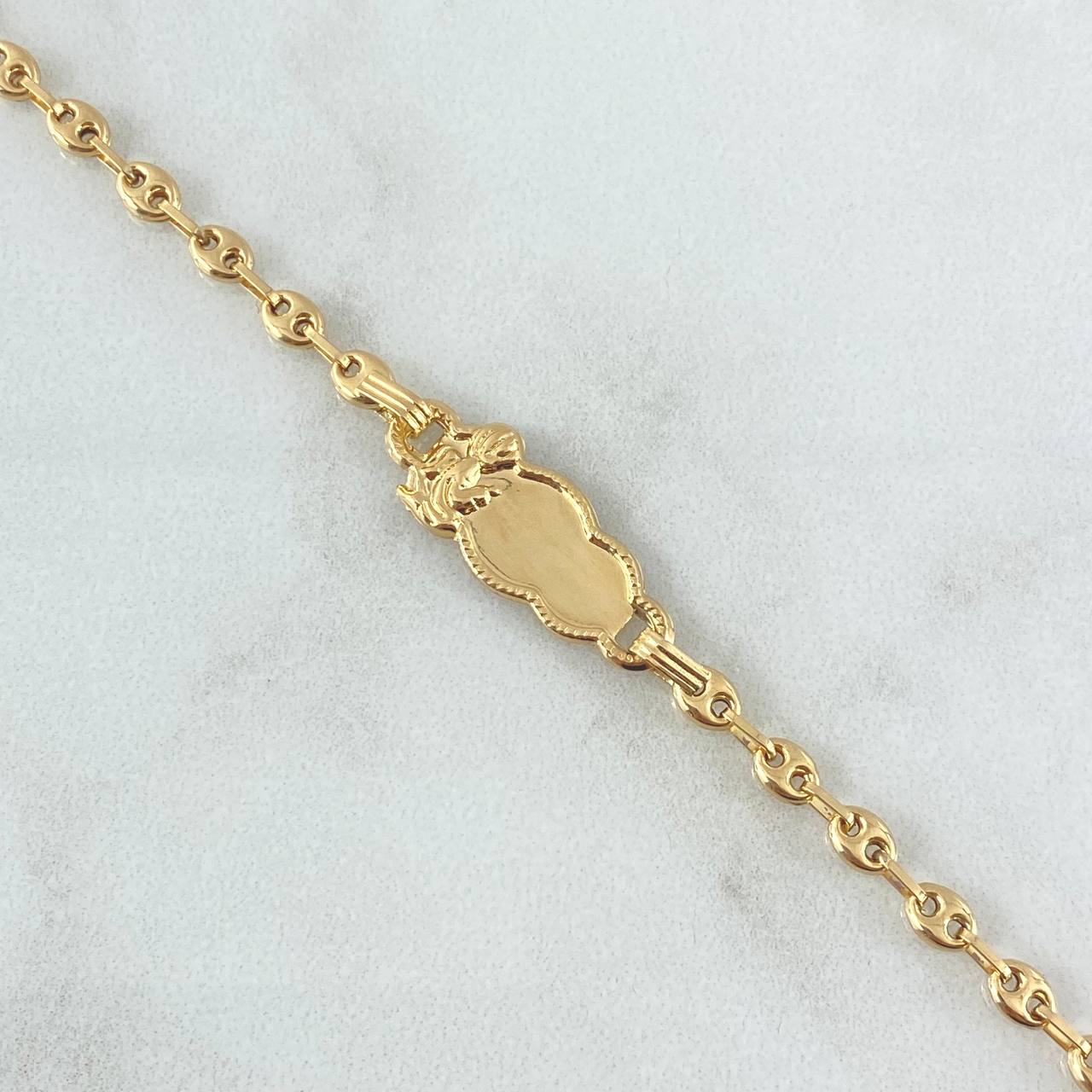 Pulso Bebé GC 1.95gr / 13cm / Placa Nube Bordeada Ángel Oro Amarillo 18K