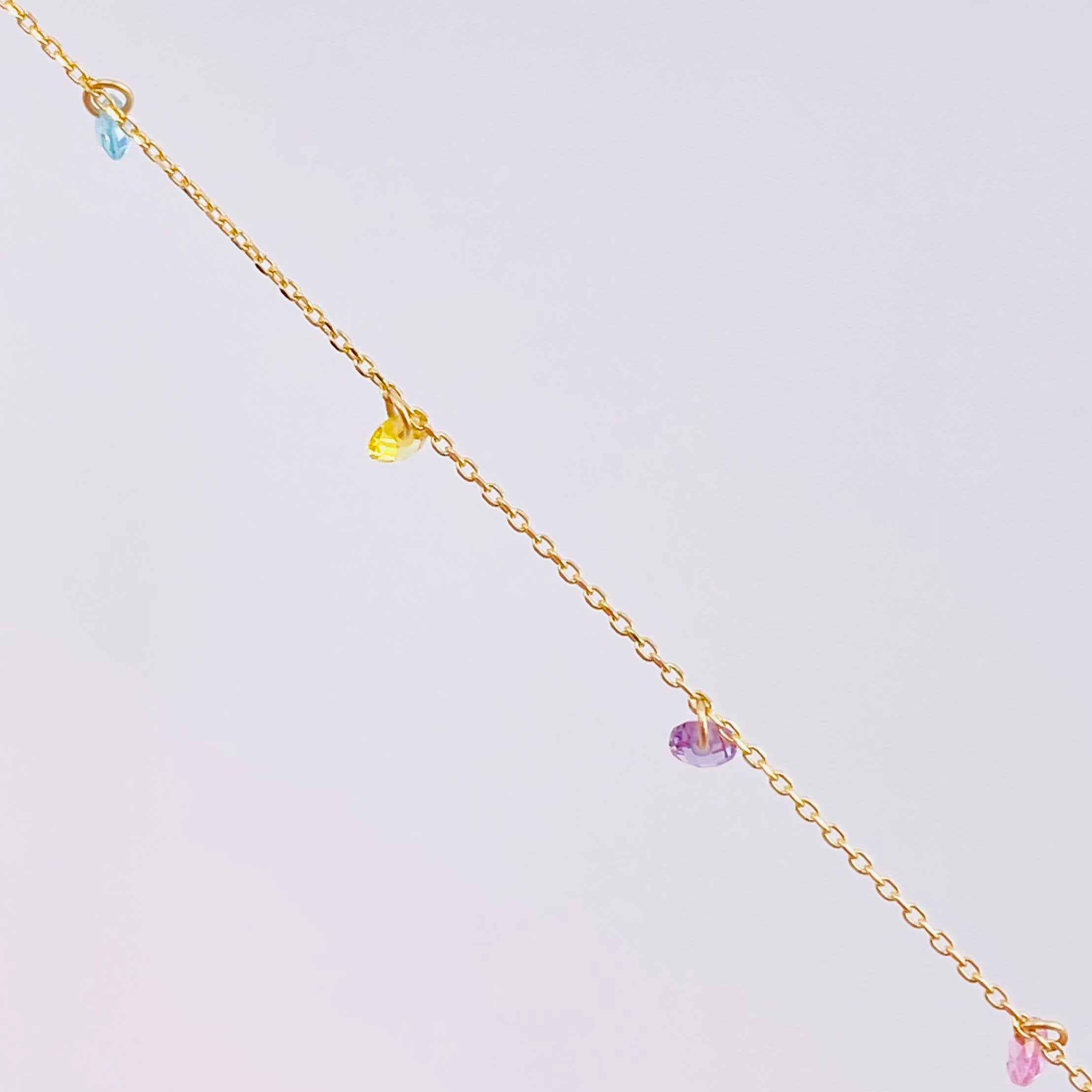 Pulso Aro Seguido Chispas de Arcoíris 1.2g / 20.5cm / 0.6mm Oro Amarillo 18K