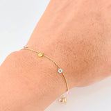 Pulso Aro Seguido Chispas de Arcoíris 1.2g / 19.9cm / 0.6mm Oro Amarillo 18K