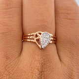 Anillo Corazón 2.4gr / T6 3/4 / Dos Oros Blanco Rosa 18K %