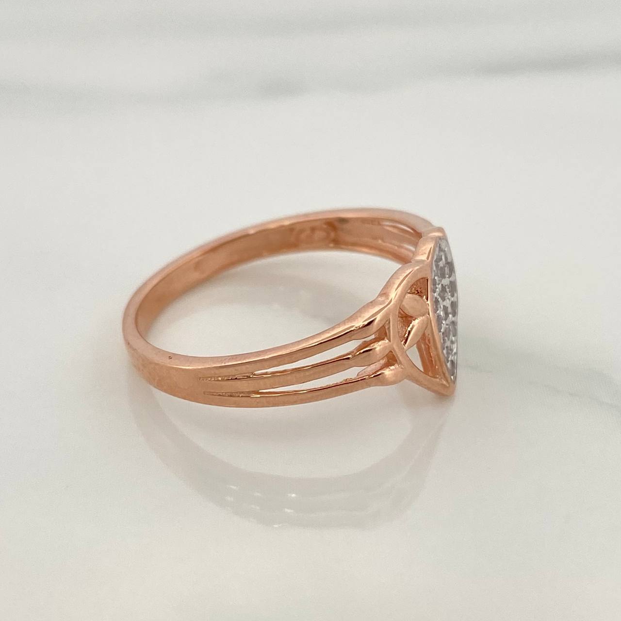 Anillo Corazón 2.4gr / T6 3/4 / Dos Oros Blanco Rosa 18K %