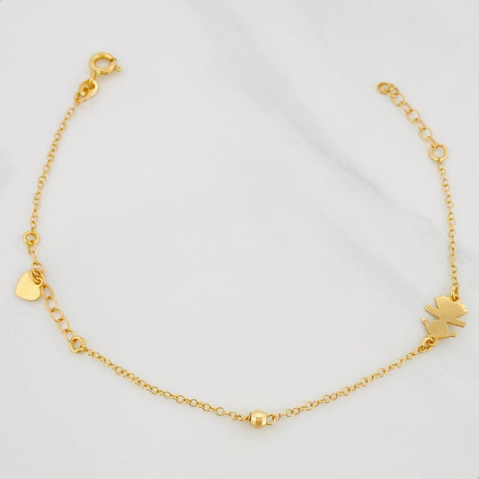 Pulso Modulable Aro Seguido Dije Corazon 1.35 g / 18 cm - 16 cm / 0.76 mm Oro Amarillo 18K