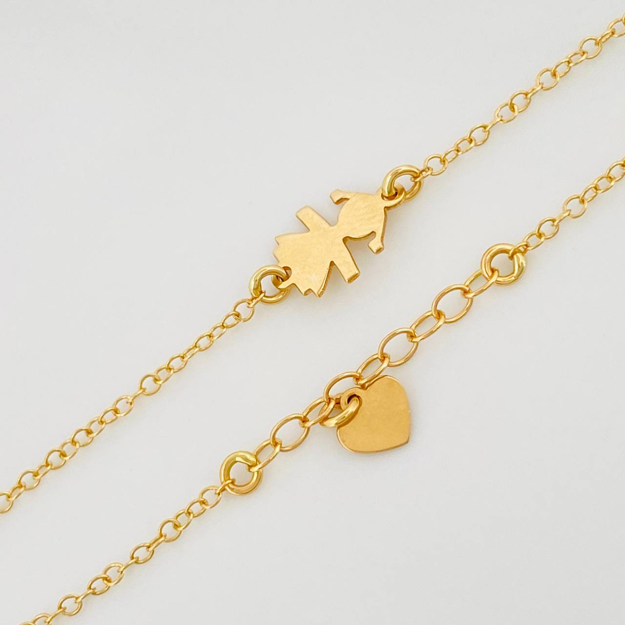 Pulso Modulable Aro Seguido Dije Corazon 1.35 g / 17 cm - 16 cm / 1 mm Oro Amarillo 18K