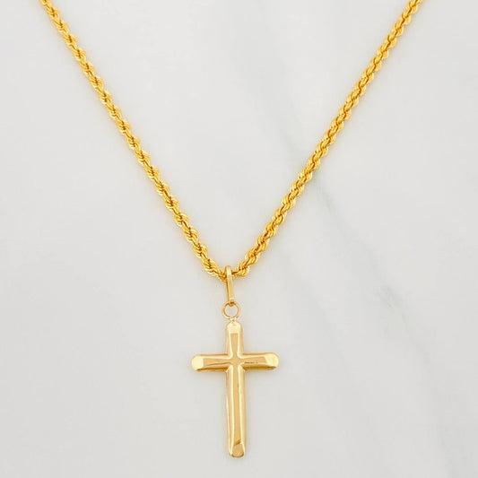 Set Cadena Lazo + Dije Cruz / 3.85 g / 60 cm Oro Amarillo 18K