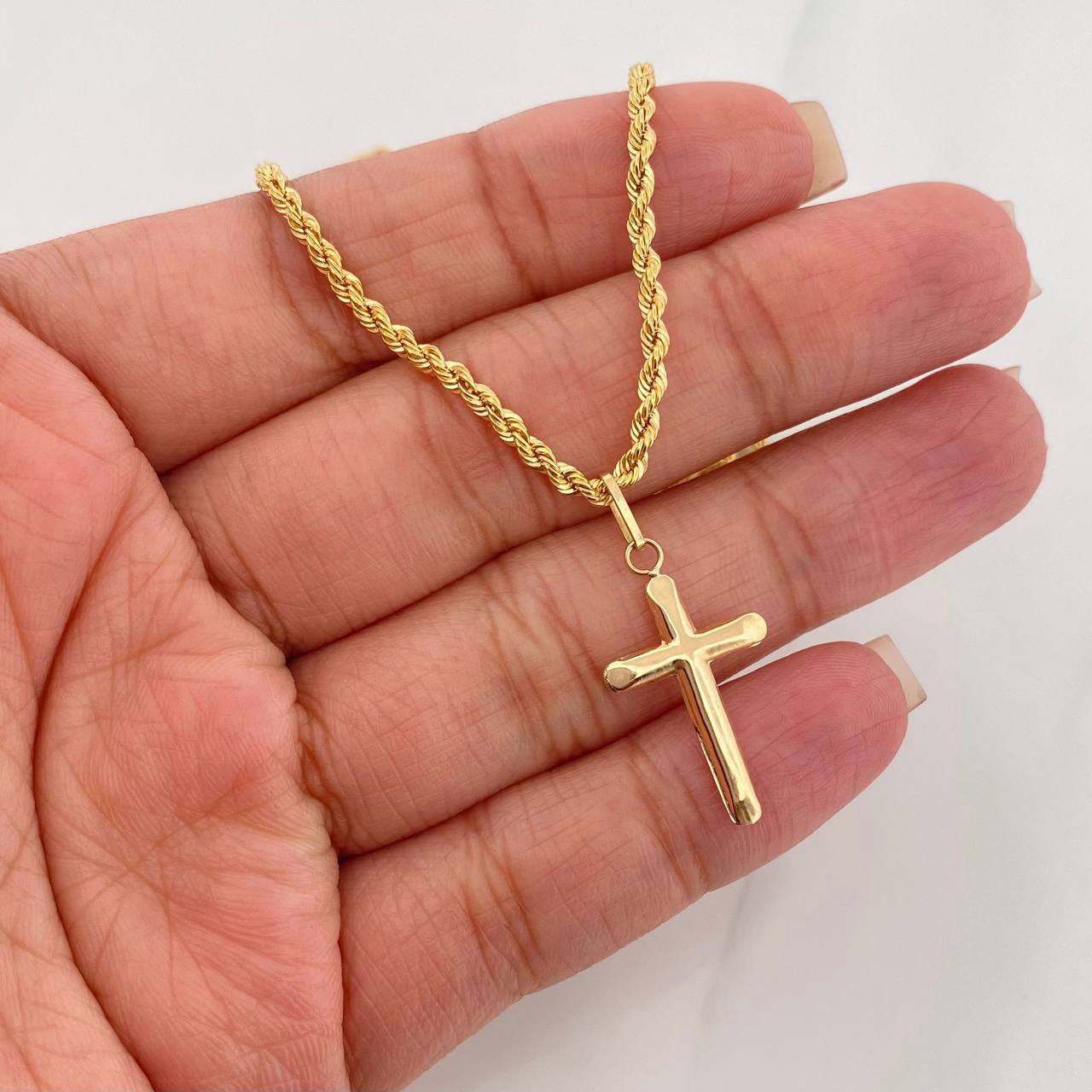 Set Cadena Lazo + Dije Cruz / 4.35 g / 60.5 cm Oro Amarillo 18K
