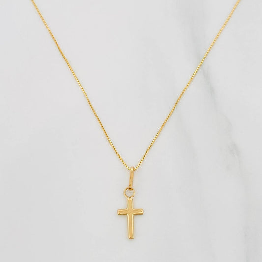 Set Cadena Veneciana + Dije Cruz / 1.25 g / 45 cm Oro Amarillo 18K