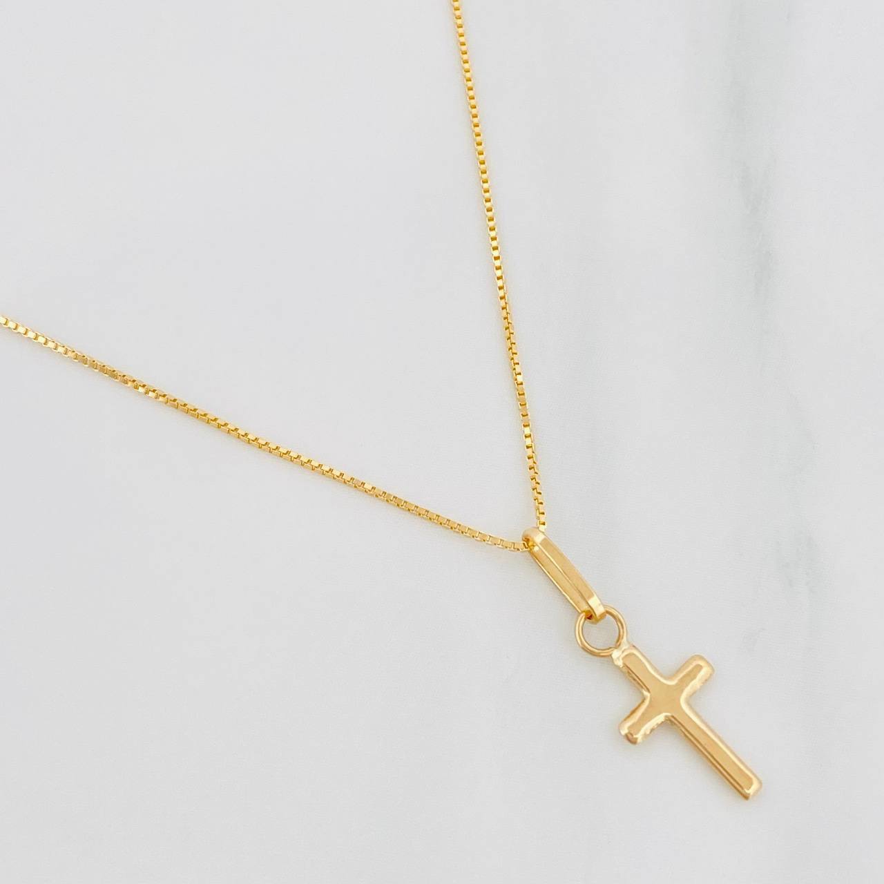 Set Cadena Veneciana + Dije Cruz / 1.5 g / 45 cm Oro Amarillo 18K
