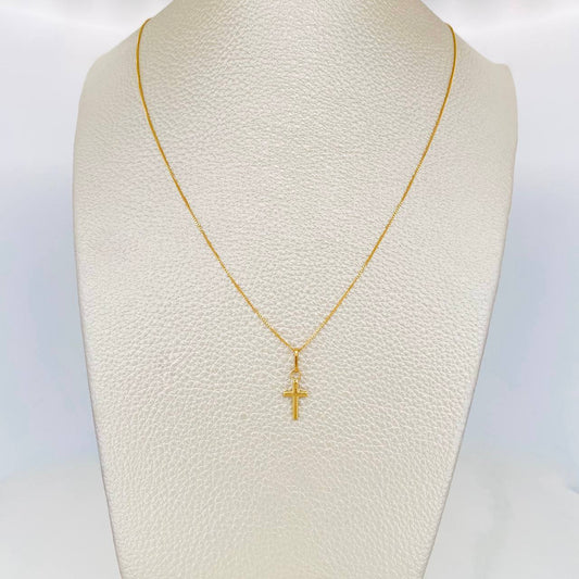 Set Cadena Veneciana + Dije Cruz / 1.45 g / 45 cm Oro Amarillo 18K