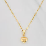 Set Cadena Flor Espejo + Dije Corazon / 1.4 g / 45 cm Oro Amarillo 18K