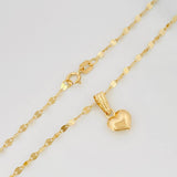 Set Cadena Flor Espejo + Dije Corazon / 1.4 g / 45 cm Oro Amarillo 18K