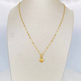 Set Cadena Flor Espejo + Dije Corazon / 1.8 g / 45.5 cm Oro Amarillo 18K