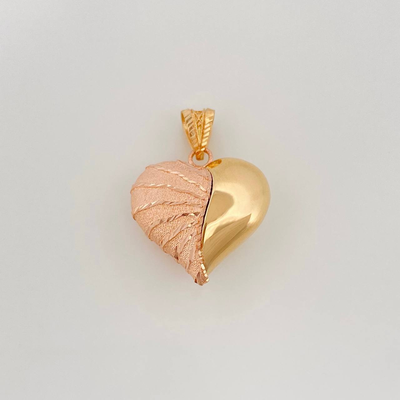 Dije Corazon 3.3 g / 2.5 cm Dos Oros Amarillo Rosa 18K
