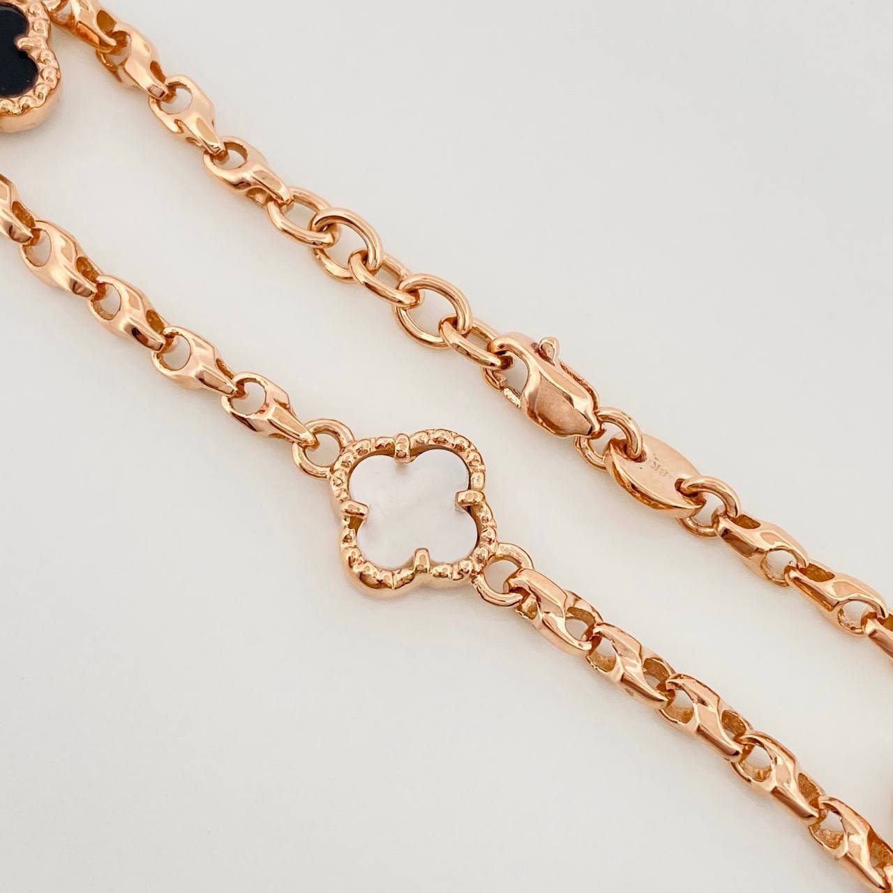 Pulso Rustica Eslabon Trebol 8.95 g / 17.5 cm / 2.75 mm Oro Rosa 18K