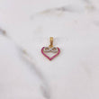 Dije Corazon Silueta 1.1gr / 1.8cm / Circones Fucsias Dos Oros Amarillo Blanco 18K &