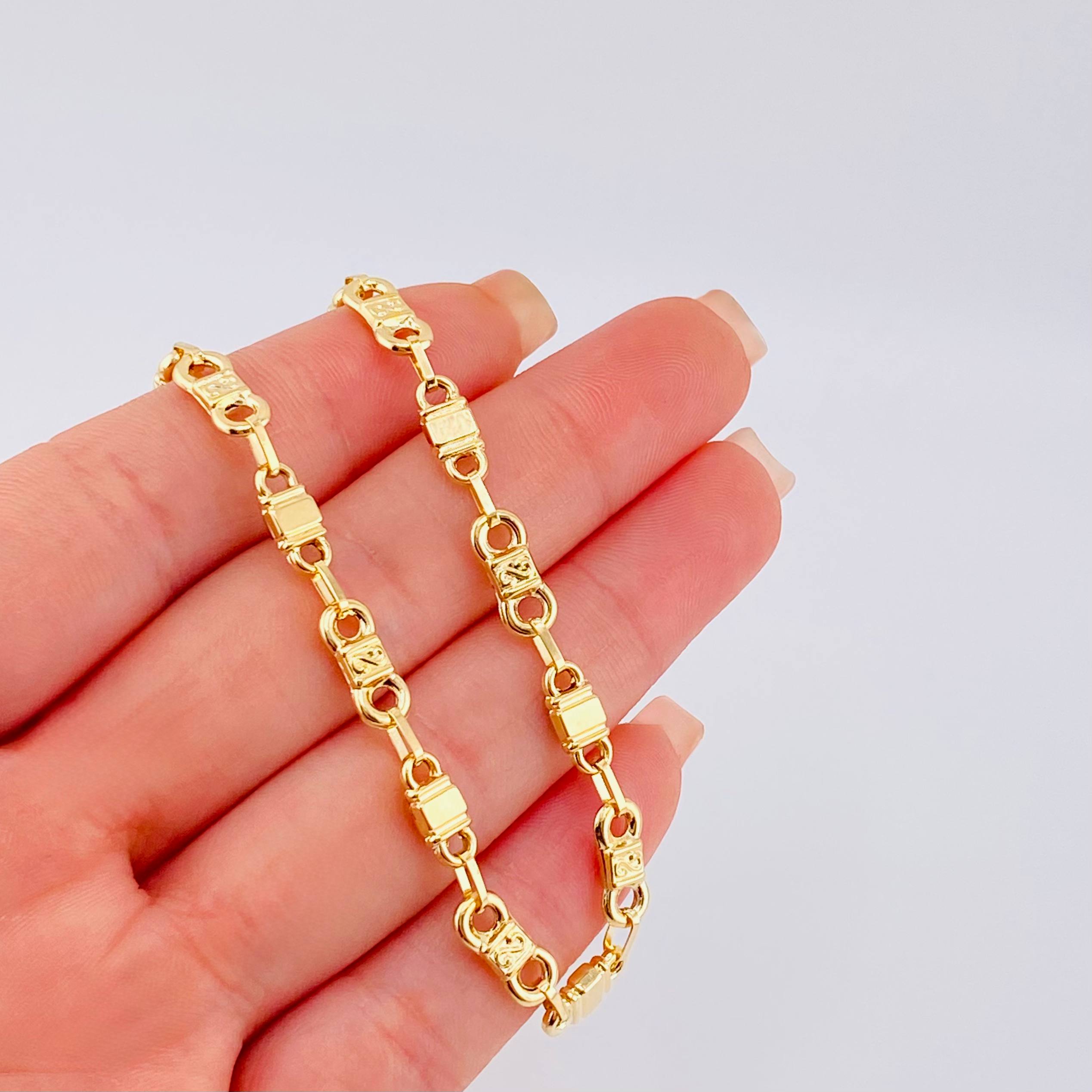 Cadena Rustica Esposas Infinitas 12.8gr / 61cm / 5.25mm Oro Amarillo 18K