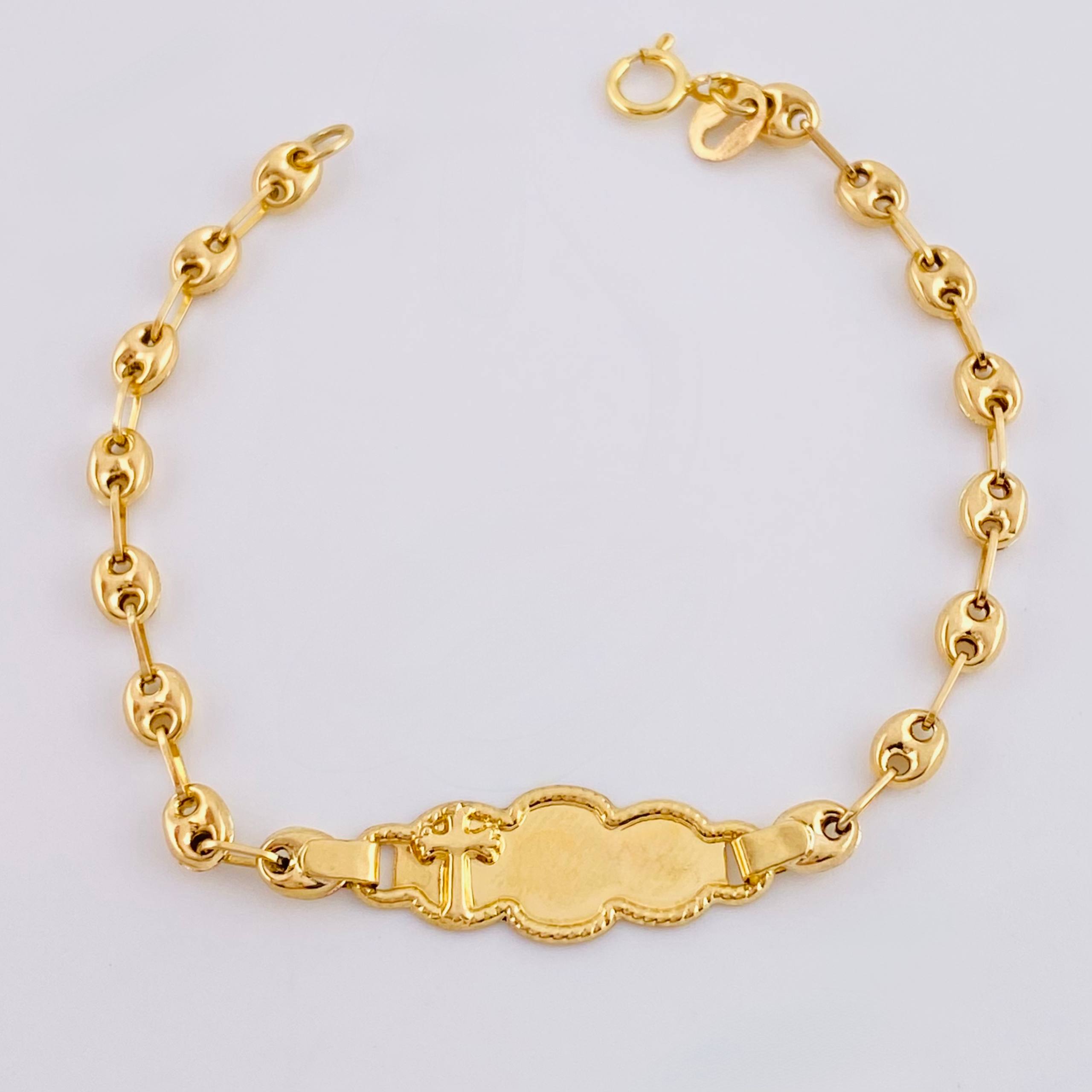 Pulso Bebé Gc Nube Cruz Bordeada 1.95gr / 14.5cm / 3.6mm Oro Amarillo 18K