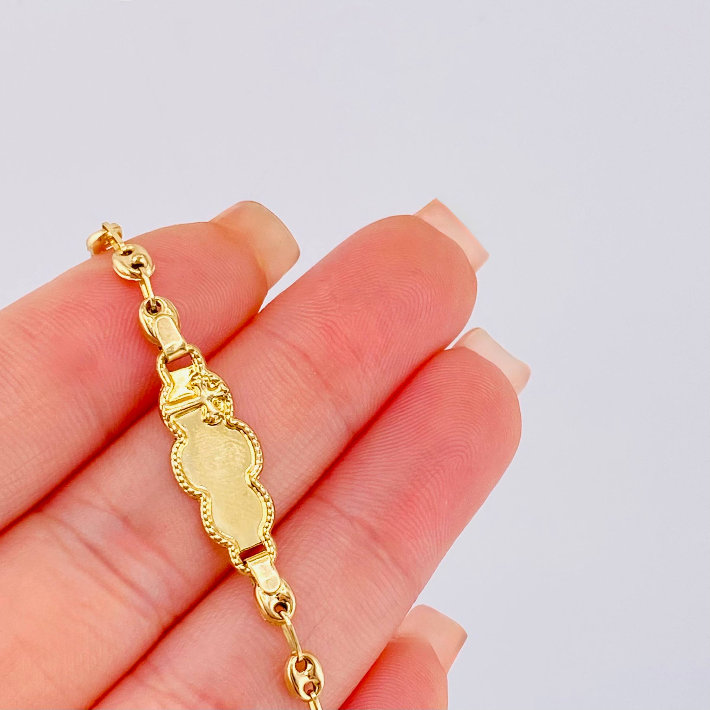 Pulso Bebé Gc Nube Cruz Bordeada 1.9gr / 13.5cm / 3.6mm Oro Amarillo 18K *