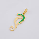 Dije Caballo Abstracto De Mar Esmeraldas 17pts 1.5gr / 3.3cm / Oro Amarillo 18K