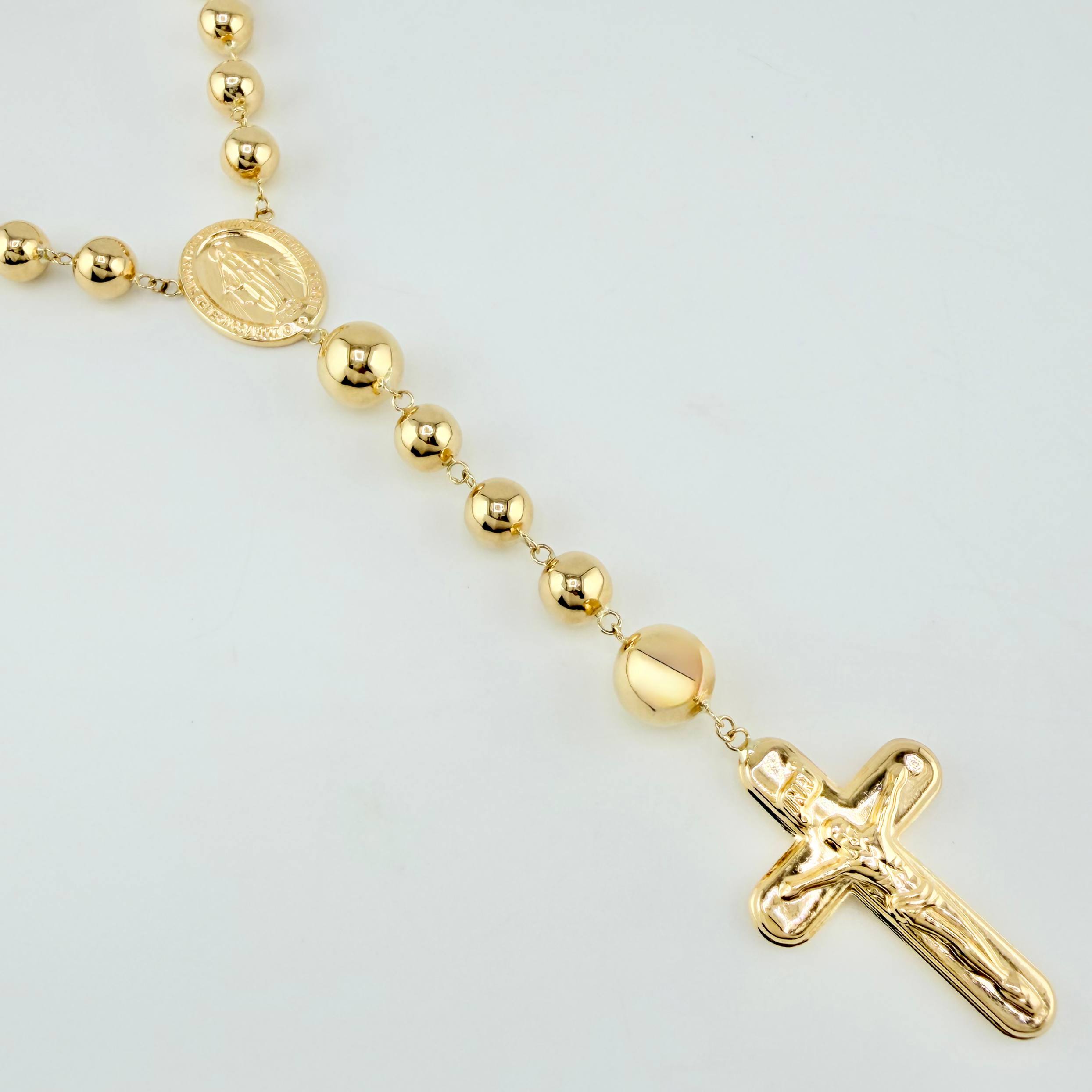 Rosario Virgen Milagrosa Cruz Cristo 30gr / 70cm / 8mm-10mm Oro Amarillo 18K ©