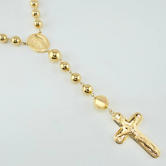 Rosario Virgen Milagrosa Cruz Cristo 30gr / 70cm / 8mm-10mm Oro Amarillo 18K ©