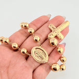 Rosario Virgen Milagrosa Cruz Cristo 30gr / 70cm / 8mm-10mm Oro Amarillo 18K ©