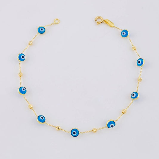 Pulso Aro Seguido Ojo Turco 2.2g / 19.2cm / 4.6mm Oro Amarillo 18K