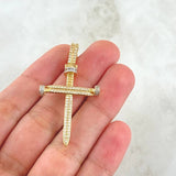 Dije Cruz Clavo 4.35gr / 4.3cm / Circones Blancos Oro Amarillo 18K *