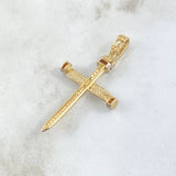 Dije Cruz Clavo 4.35gr / 4.3cm / Circones Blancos Oro Amarillo 18K *