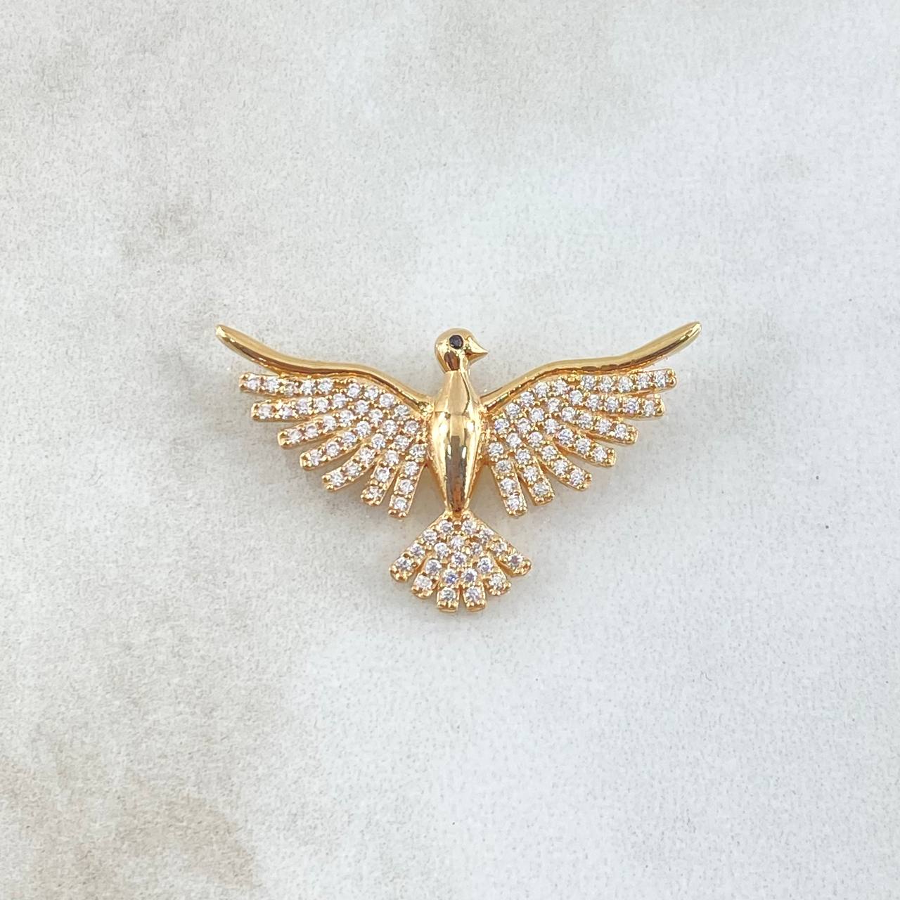 Dije Ave 3.5gr / 1.5cm / Circones Blancos-Negro Oro Amarillo 18K ©