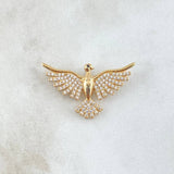 Dije Ave 3.5gr / 1.5cm / Circones Blancos-Negro Oro Amarillo 18K ©