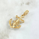 Dije  Cruz Timon Y Ancla 5.8gr / 4.2cm / Circones Blancos Oro Amarillo 18K *