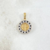 Dije San Benito En Aro Movil 2.1gr / 1.7cm / Circones Blancos Negros Oro Amarillo 18K ©