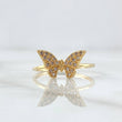 Anillo Mariposa En Relieve 1.95gr / T7 / Circones Blancos Oro Amarillo 18K *