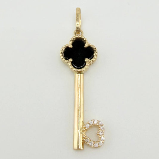 Dije Llave Trebol Negro 2.4gr / 3.7cm / Oro Amarillo Nac.Esp. 18K