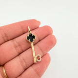 Dije Llave Trebol Negro 2.4gr / 3.7cm / Oro Amarillo Nac.Esp. 18K