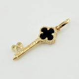 Dije Llave Trebol Negro 1.5gr / 2.7cm / Oro Amarillo 18K