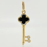 Dije Llave Trebol Negro 1.5gr / 2.7cm / Oro Amarillo 18K