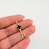 Dije Llave Trebol Negro 1.5gr / 2.7cm / Oro Amarillo 18K