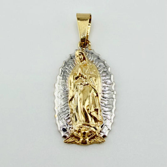 Dije Virgen Guadalupe 2.3gr / 3.3cm / Dos Oros Amarillo Blanco 18K