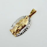 Dije Virgen Guadalupe 2.7gr / 3.5cm / Dos Oros Amarillo Blanco 18K