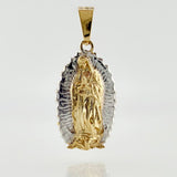 Dije Virgen Guadalupe 2.7gr / 3.5cm / Dos Oros Amarillo Blanco 18K