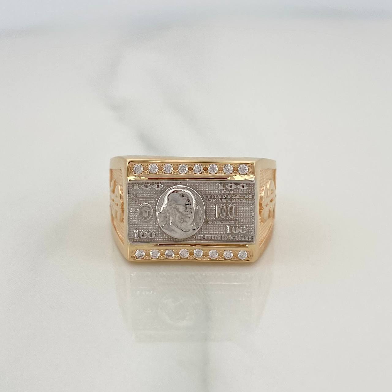 Anillo One Dólar 7.75gr / T9 3/4 / Dos Oros Amarillo Blanco 18K $